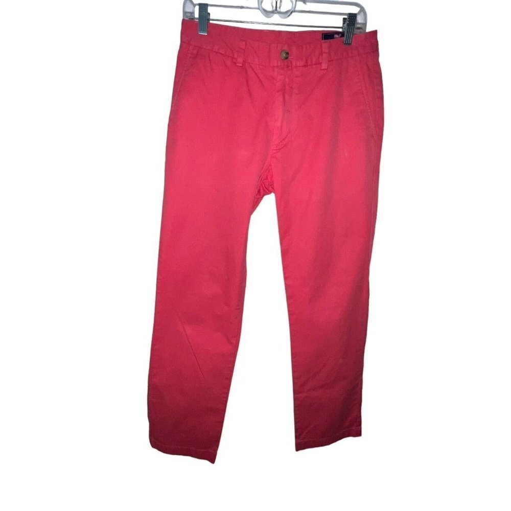VINEYARD VINES Varsity Red Garment Dyed Slim Fit Breaker Cotton Pants Size 30x32